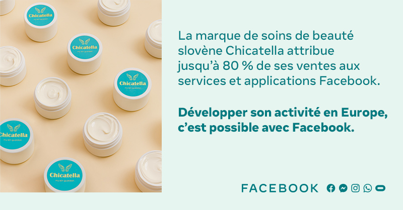 Meta's tweet photo. Dans l’UE, plus de 50 % des PME interrogées ont indiqué que les applications Facebook les avaient aidées à trouver des clients pendant la pandémie.