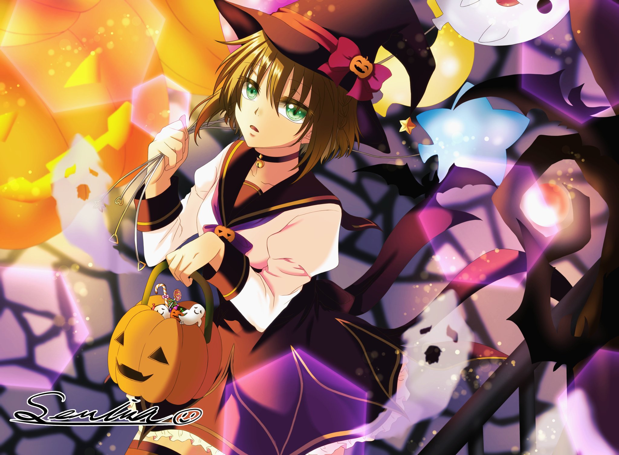 芹菜 せりな ゲーム制作中 ハロウィンイラスト展示会21 ハロウィンイラスト Trick Or Treat お菓子くれなきゃいたずらするぞ 今年のハロウィンイラストが描けました 魔女のコスプレをしたリゼルが貴方の家にお菓子を貰いに