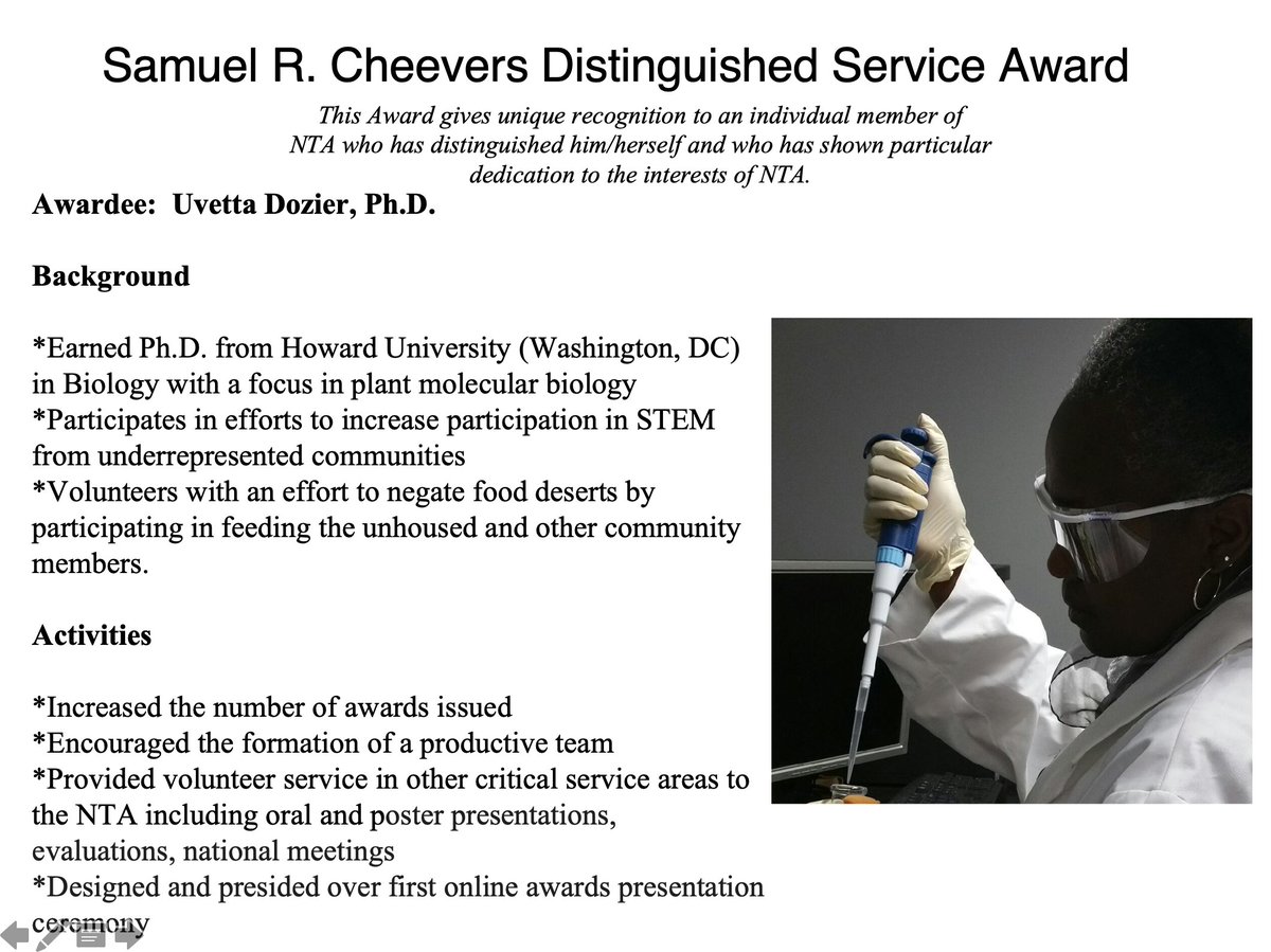 We'd like to congratulate Dr. Uvetta Dozier for winning the Samuel R. Cheevers Distinguished Service Award for her incredible contributions to the National Technical Association! We deeply appreciate her efforts!