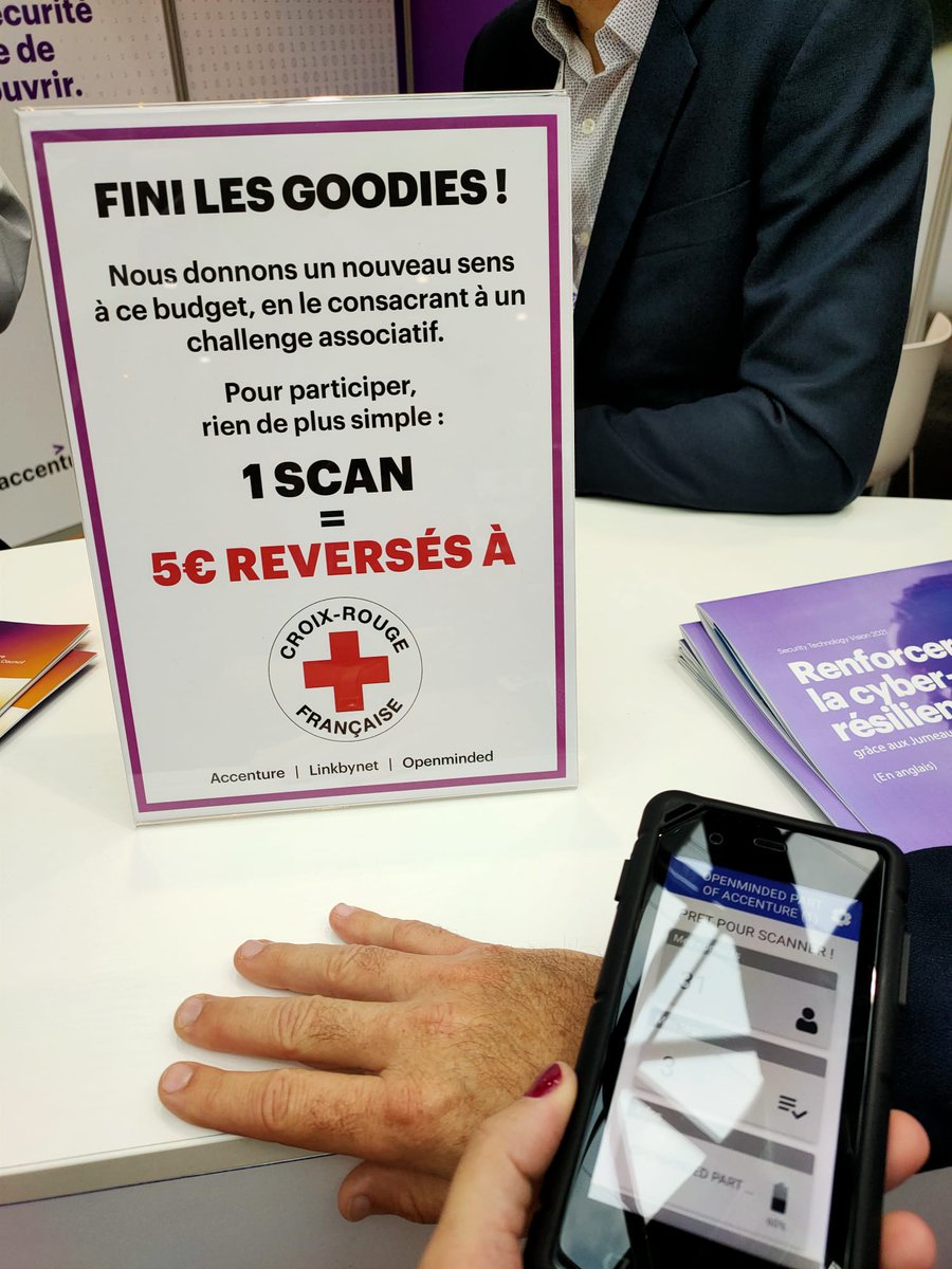 MichaelBittan's tweet photo. 🚨 STOP aux #goodies place à un challenge associatif avec la @CroixRouge lors @Les_Assises

1 scan = 5€ reversés 

➡️ venez stand n°151 pour participer 
➡️ Pour les autres rendez-vous sur https://t.co/bJGWs5yuEA

@Angelina_Lamy @AccentureFrance @openminded_c 
#Cyber4good https://t.co/OesE5tXasY