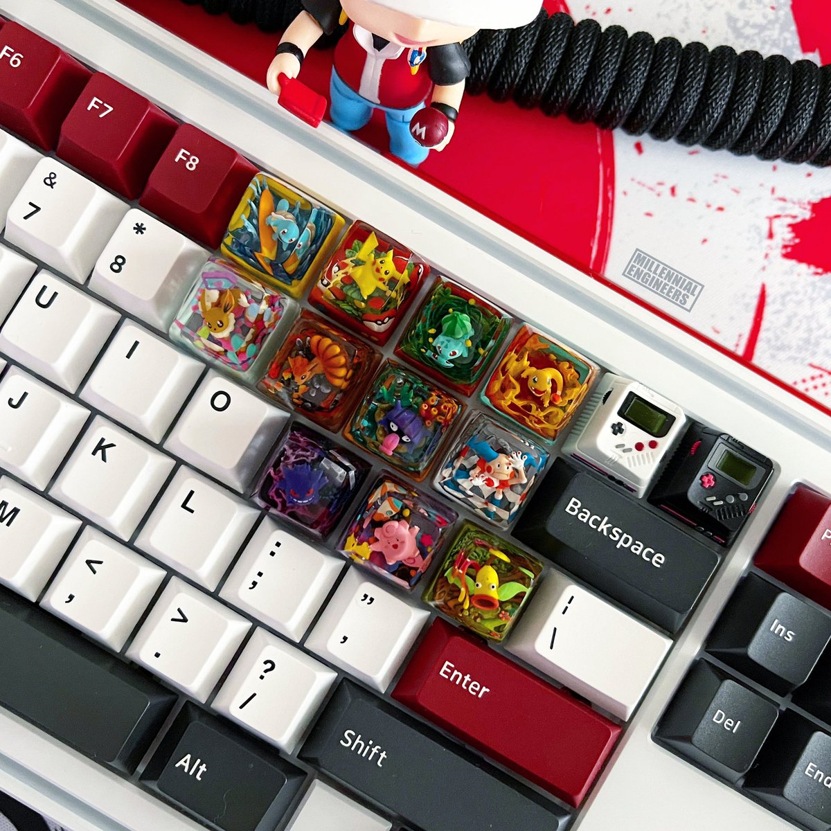 millennialencom's tweet photo. Another artisan post with full of nostalgia at our fingertips 👌

Gotta catch ’em all!

#millennialengineerscom #mechanicalkeyboard #artisan #artisankeycaps #coder #gamerlife #aesthetic #gamingposts #girlgamer #nintendo #pokemon #pikachu #gengar #nintendoswitch #retrogamer https://t.co/1B3qjfkiNQ