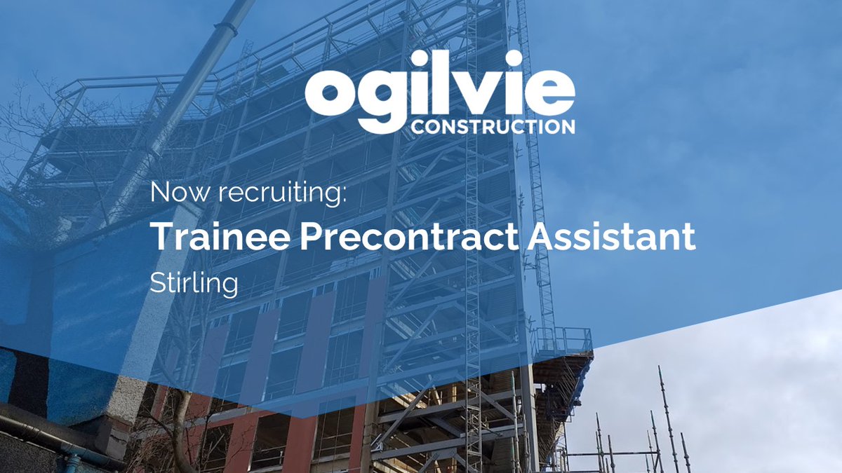 #TeamOgilvie is recruiting! We are looking for a Trainee Precontract Assistant to join our Head Office team in Stirling.

Find out more about the role and our other vacancies by visiting our recruitment pages here: ogilvie-construction.co.uk/recruitment

#vacancies #recruitment