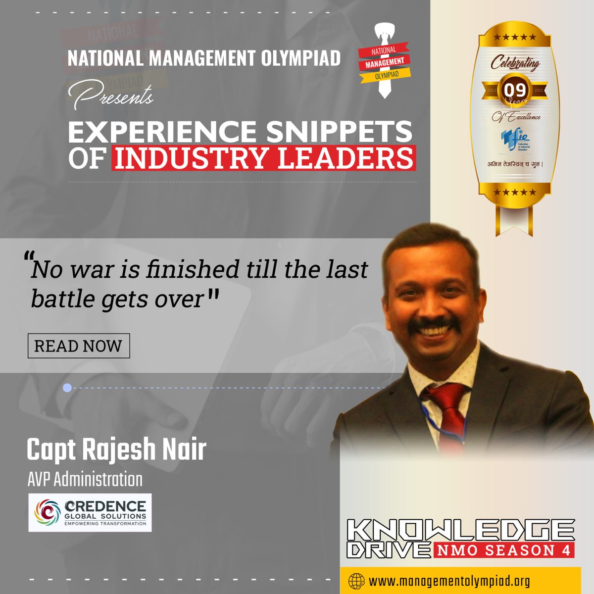managementolymp's tweet photo. Our today's guest in Knowledge Drive has started his career as a teacher, went on to serve the country as a captain in The Indian Army, and continued the services of nation-building as an Admin Professional.
#knowledgeDrive #NationalManagementOlympiad #NMO #NMOS4 https://t.co/RGrs7tNaTb