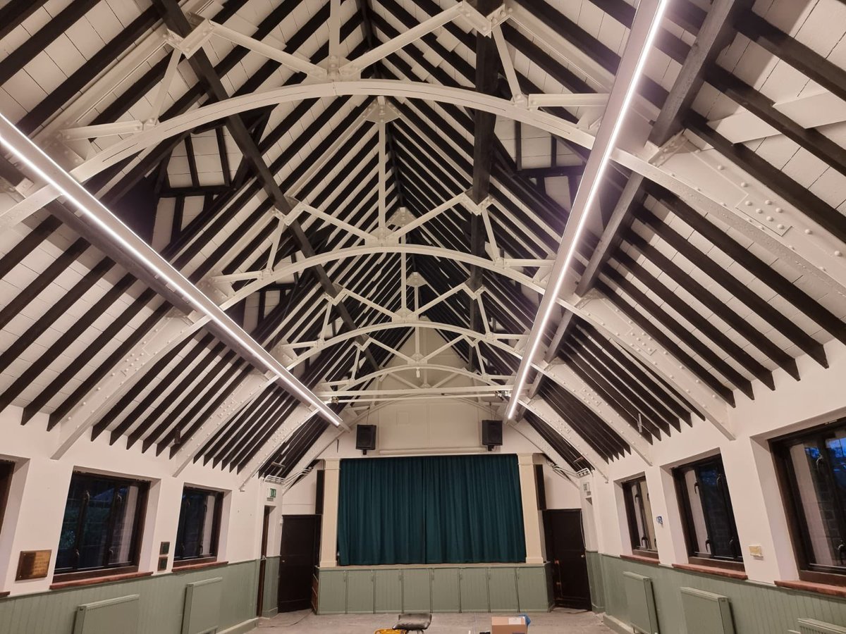 Forget everything you know about stuffy village halls! This amazing installation using Luxurio Ventura High Power Strips transformed this countryside village hall in Churt, Surrey into an exciting venue. 
#surrey #Haslemere #Lighting  #lightingdesign #countrylife #countryside