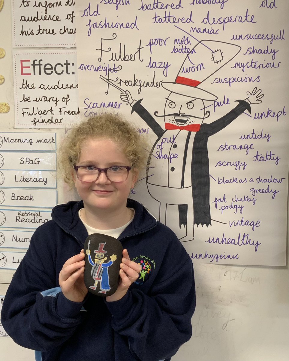 Currently in Year 4 we are basing our literacy on <a href="/GuyBassBooks/">Guy Bass</a> novel, Stitch Head. Nancee has enjoyed it so much that she has painted me my very own Fulbert Freakfinder to keep in the classroom. A lovely surprise this morning! 🤩