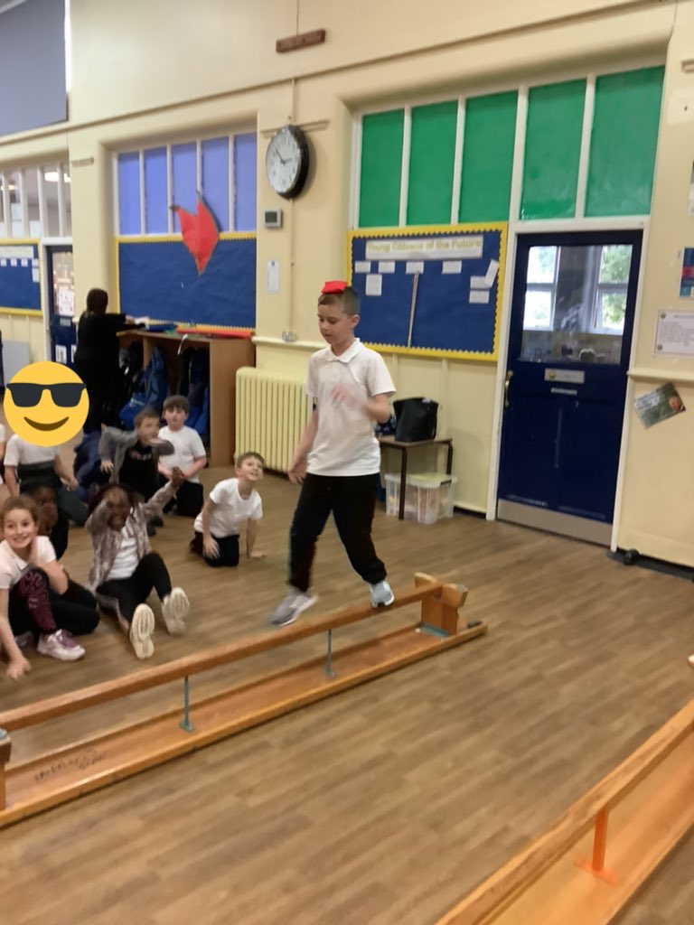 BazleyMr's tweet photo. On Tuesday Year 3 developed their balance!To end the lesson they took on the challenge of balancing on a beam with a bean bag on their head😁#makePEfun @MertonBankP @MrsChuardMB https://t.co/4n7f8QD8Cd