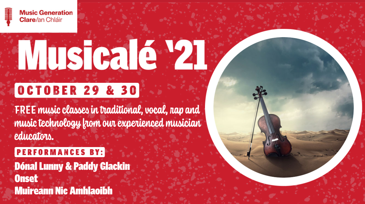 MusicGenClare's tweet photo. Our annual MGCE Fest is coming on 29th Oct. Kids can learn trad, vocal, rap &amp; Music tech from our experienced team as well as performances by @MuireannNic @onsetband1, Dónal Lunny &amp; Paddy Glackin. 
Free but limited no's.

Register: fiona.mcgrath@lcetb.ie before Friday 22nd 12:00 https://t.co/MbeXmoiWFT