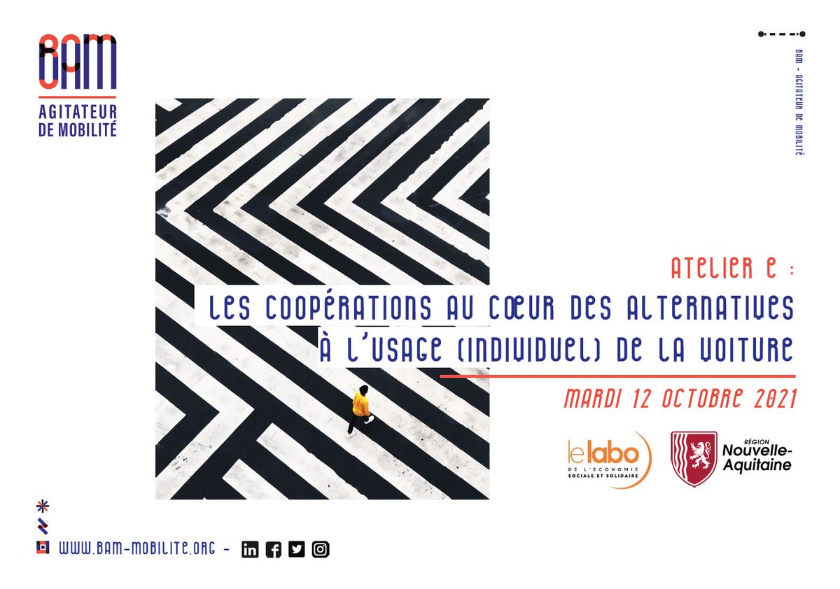 BAM. Agitateur de mobilité (@bam_mobilite) on Twitter photo Mardi nous participions à la journée organisée par la <a href="/NvelleAquitaine/">Nouvelle-Aquitaine</a> et <a href="/lelabo_ess/">Le Labo de l'ESS</a>
Nous y avons présenté BAM et échangé avec les participant.e.s de l'atelier: "Les coopérations au cœur des alternatives à l’usage (individuel) de la voiture"
<a href="/CaruhelMaud/">Maud Caruhel</a> <a href="/Mobicoop/">Mobicoop - La mobilité partagée</a> <a href="/CapSolidaire/">Cap Solidaire</a> Mardi nous participions à la journée organisée par la <a href="/NvelleAquitaine/">Nouvelle-Aquitaine</a> et <a href="/lelabo_ess/">Le Labo de l'ESS</a>
Nous y avons présenté BAM et échangé avec les participant.e.s de l'atelier: "Les coopérations au cœur des alternatives à l’usage (individuel) de la voiture"
<a href="/CaruhelMaud/">Maud Caruhel</a> <a href="/Mobicoop/">Mobicoop - La mobilité partagée</a> <a href="/CapSolidaire/">Cap Solidaire</a>