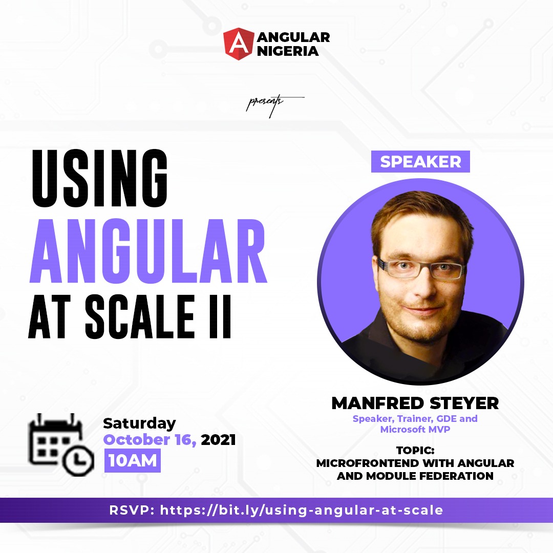 aproko_dev's tweet photo. Another speaker @ManfredSteyer unveiled.
Follow @AngularNigeria for more info
RSVP: https://t.co/ZIQc45ixXx
#angular #programming #webdeveloper #webdesign #softwaredeveloper #frontend #frontenddeveloper #ngNigeria #usingAngularAtScale #angularNigeria #angularNigeriaMeetup https://t.co/5RBdMNvKrL