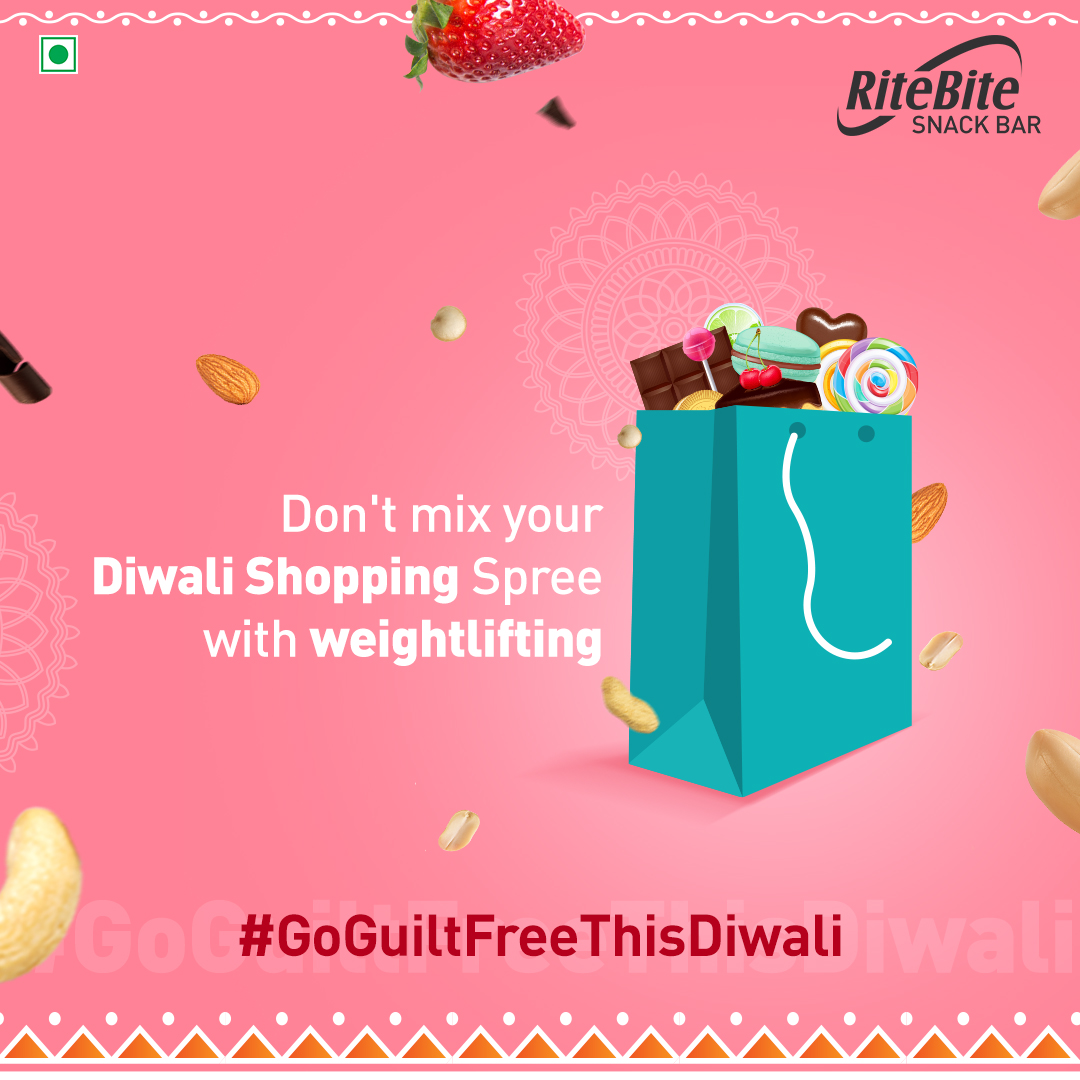 Good News! Make your Diwali Shopping Spree fun by skipping all the chocolate stores. No more wrestling with your shopping bags! Afterall, why lift the weight of uninvited guilt, when you can simply keep it light. #GoGuiltFreeThisDiwali
.
.
#RiteBite #ShoppingSpree   #GoGuiltFree