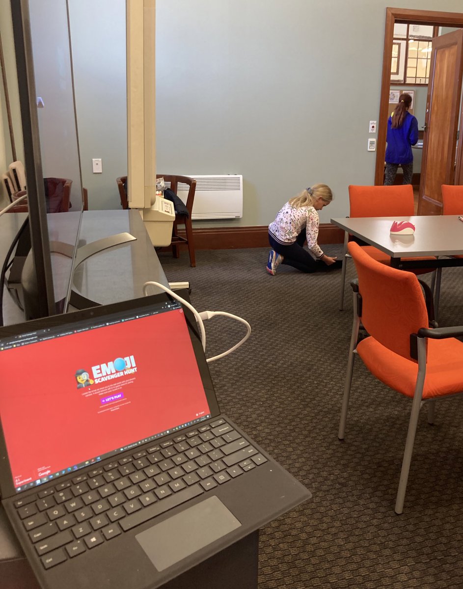 When I was young you had to be quiet in the library, today I had kids running around ours on an emoji scavenger hunt learning about AI. My fav was the boy who ran screaming into the kitchen “I need coffee!” ☕️ #futureofwork #aiforkids