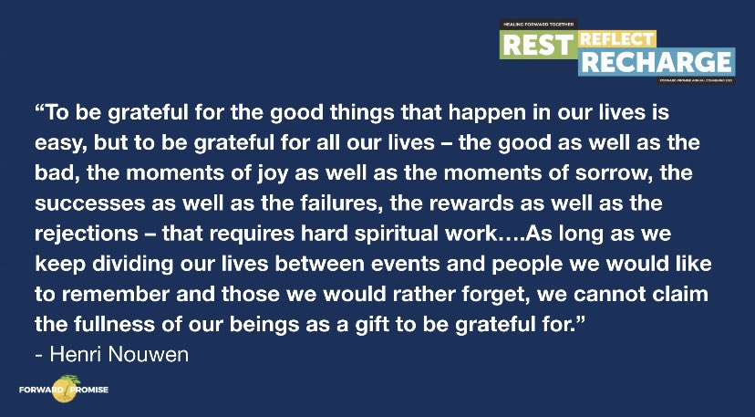 How different may our lives be if we were anchored in gratitude and radical joy? #HealingForward #RRR2021