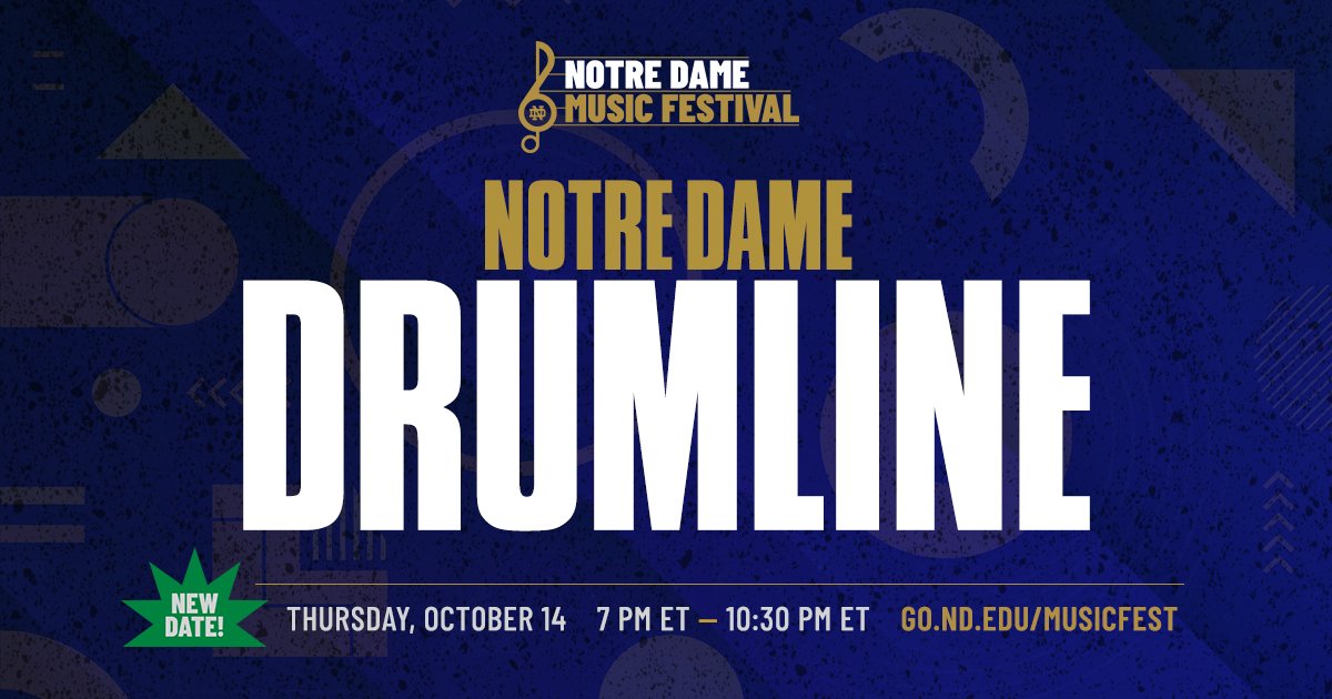 Be sure to tune in tonight at 8:43 PM ET to watch the <a href="/NDDrumline/">Notre Dame Drumline</a> perform in Notre Dame Stadium!🎤 go.nd.edu/musicfest