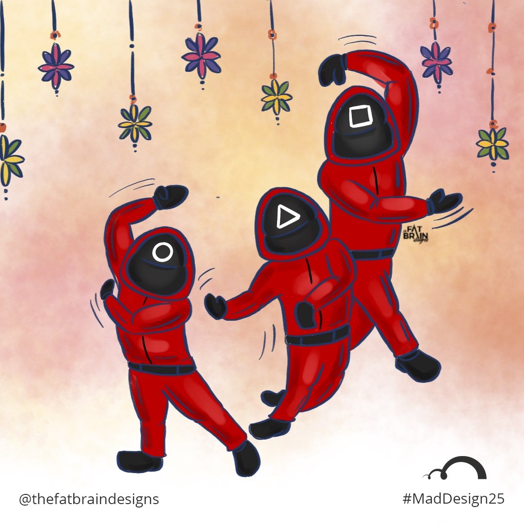 swathisujir's tweet photo. Day 3  Prompt: Festival
A squid game Garba
 
#festival #navratri #garba #dance #celebration #squidgame #dailysketch #drawing #cartoon #procreate #MadDesign25 #Madrasters #2021MadDesign25 #thefatbraindesigns #chennai https://t.co/crQduGYcEc
