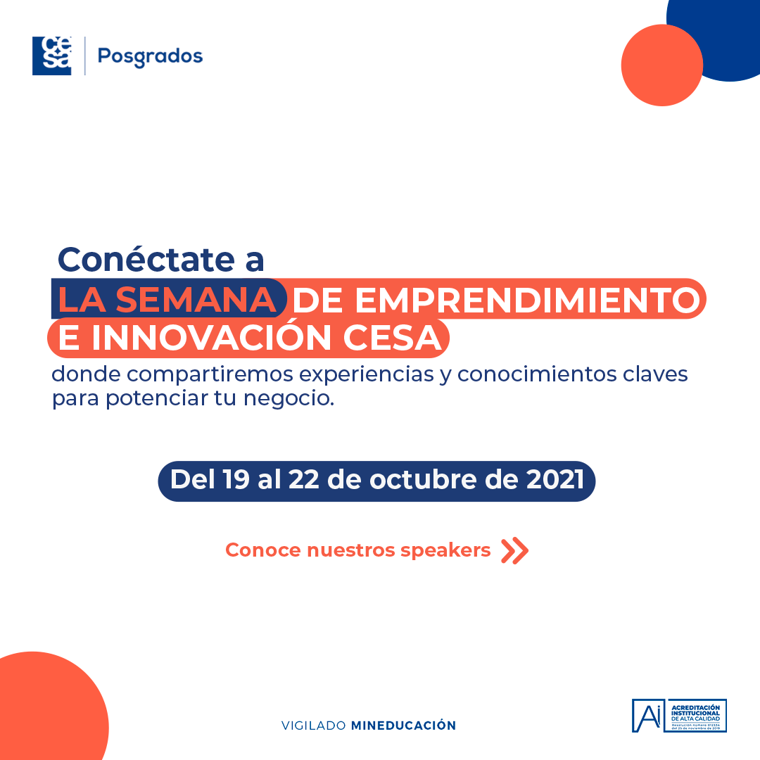 CESA_edu's tweet photo. 💡Vive 4 días cargados de conocimiento en la Semana de #Emprendimiento e #Innovación CESA, junto a grandes empresarios colombianos comparte experiencias y claves para potenciar tu negocio 📈. ¡Prográmate del 19 al 22 de octubre! #ProgresoProfesionalCESA ✍️https://t.co/IAna8QS987 https://t.co/vwtaM8deP9