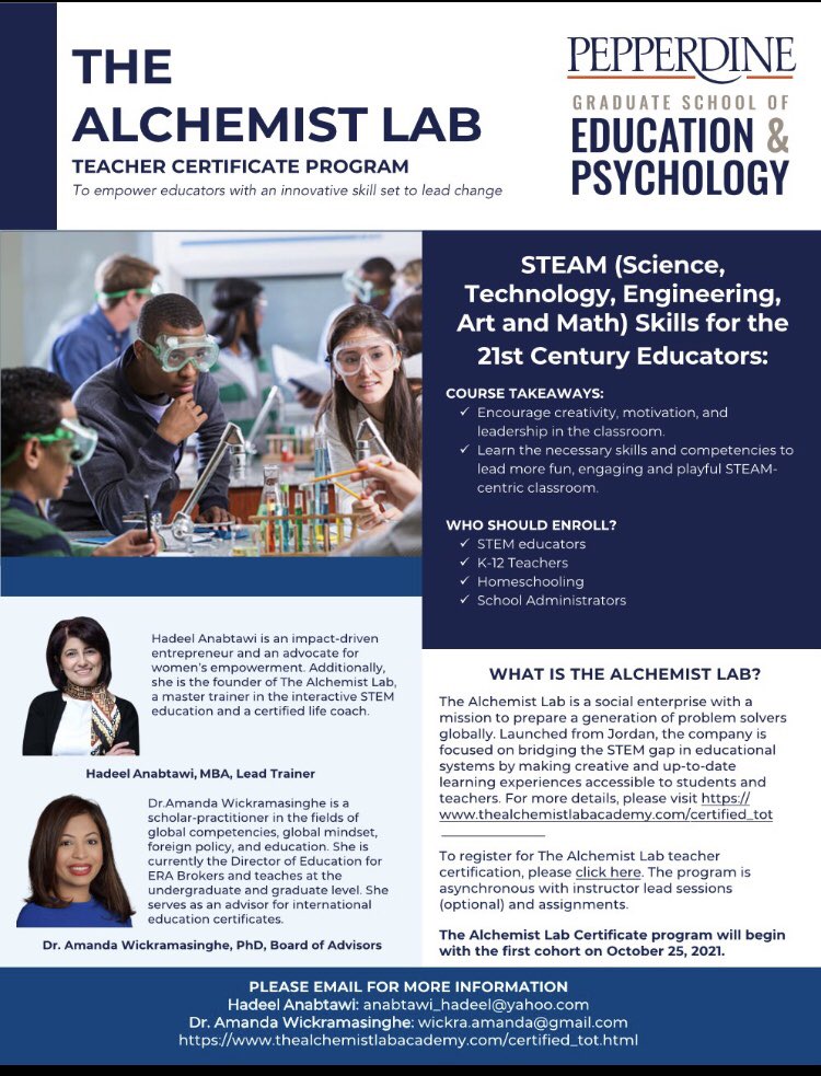 The Alchemist Lab (@alchemist_lab) on Twitter photo 📣📣📣📣📣
Happy to announce launch of The Alchemist Lab teacher certificate in STEAM Skills for the 21st Century Educators in partnership <a href="/PeppGSEP/">Pepperdine GSEP</a>
#education #science #educators #teachers #creativity #steameducation #steamlearning #stemeducation #stemlearning #stemforkids 📣📣📣📣📣
Happy to announce launch of The Alchemist Lab teacher certificate in STEAM Skills for the 21st Century Educators in partnership <a href="/PeppGSEP/">Pepperdine GSEP</a>
#education #science #educators #teachers #creativity #steameducation #steamlearning #stemeducation #stemlearning #stemforkids