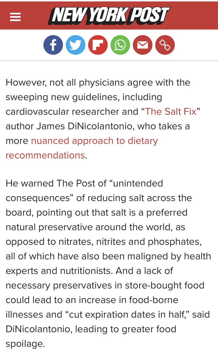 drjamesdinic's tweet photo. @danielmaggs84 @joerogan That was actually included in my original responses/publication in the New York Post. 

Then they removed several paragraphs of mine and included more people supporting the FDAs position on lowering salt!

Here was the original published responses they had included from me! https://t.co/1z9AOok5Z6
