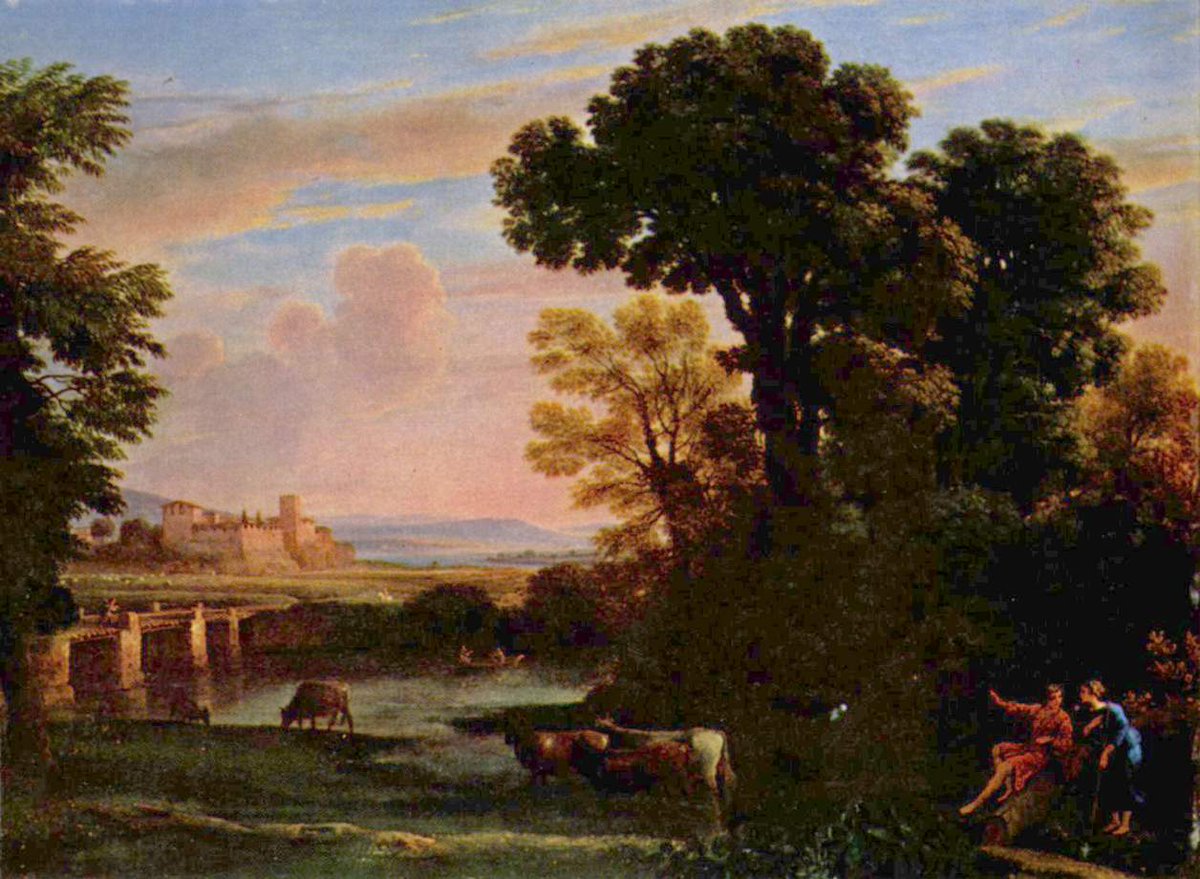 RealPreCinema's tweet photo. Claude Lorrain (born Claude Gellee) was admired for his achievements in landscape painting. Black Mirrors were used extensively on the #GrandTour, even in North America. Below is ‘Pastoral Landscape' by Claude Lorrain 1644 © @museedegrenoble. https://t.co/skBDuKTzDv