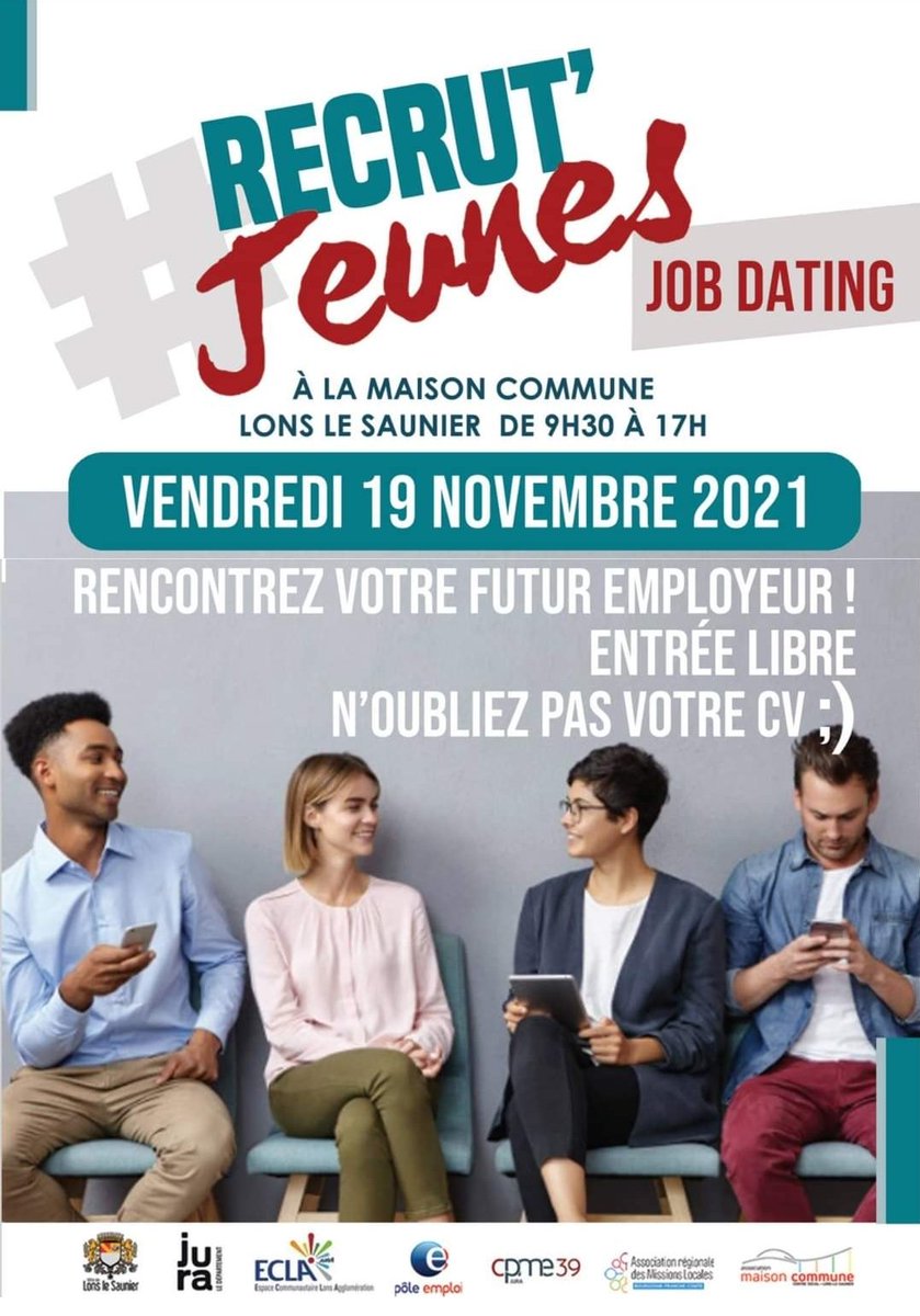 Cpme39's tweet photo. Cpme39 organise un forum de recrutement des jeunes.
#cpme #recrutement #Jeunesse https://t.co/R1EHqXBOCE