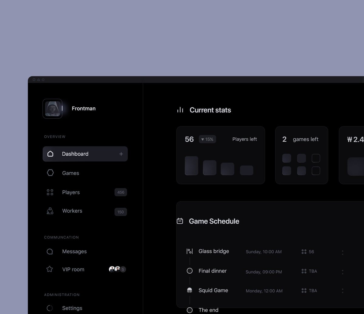 _dwightee_'s tweet photo. Squid game dashboard design concept #SquidGame   #uidesign #uxdesign  #Dashboard https://t.co/Jz22lirC3j