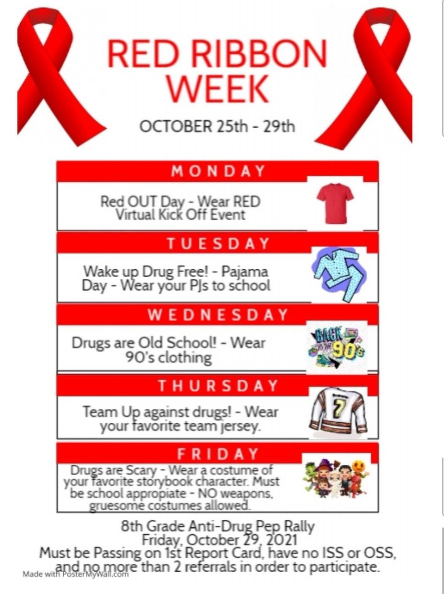 Can’t wait for Red Ribbon Week <a href="/HumbleISD_WMS/">Woodcreek Middle</a>!  Proud to be drug free!  #BeEliteWMS