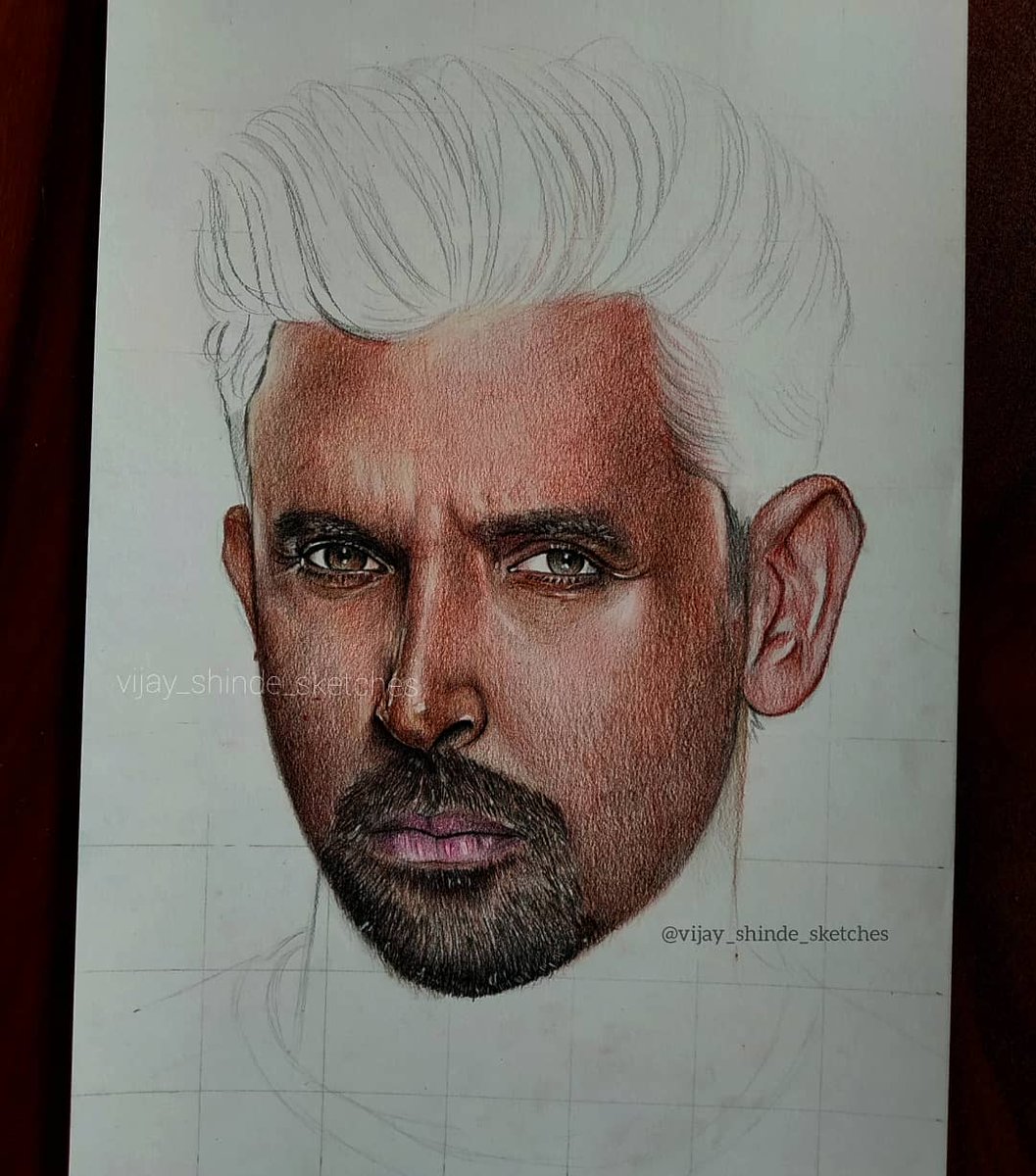 In progress 
. 
<a href="/iHrithik/">Hrithik Roshan</a>
#hrithikroshan
. 
Color pencil sketch

Sketch on A4 size 
. 
Follow on Instagram❤@vijay_shinde_sketches