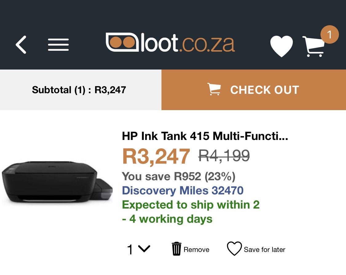 @Vitality_SA @PicknPay Tick-tock ⏰ I’m watching the clock for #MoreRewards at @lootcoza with my #DiscoveryMiles on @Discovery_SA & @Vitality_SA’s #MilesDDay 🥰 11 hours to go until I can checkout this @HP Ink Tank 415 in my cart 🥳 Goodbye payday … Hello #MilesDDay ❤️ #Printing4Twins 😂🤣
