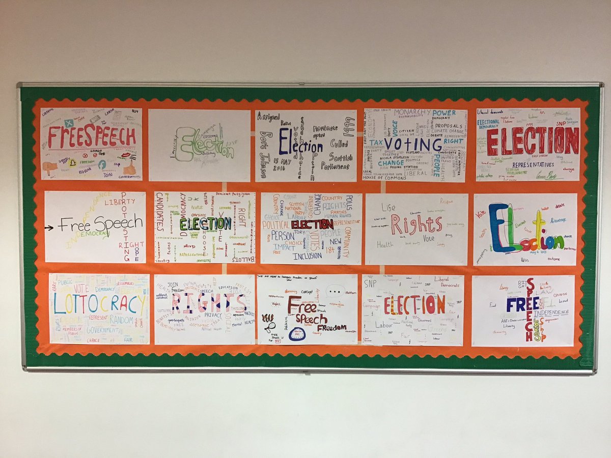 National Modern Studies have started our Democracy in Scotland topic in style, with a new word cloud display #modernstudies #politicalliteracy #wordle