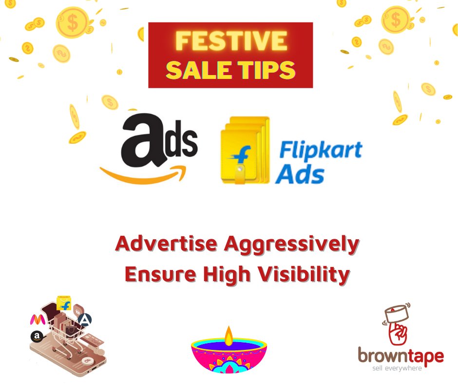 Stay tuned for more tips for the festive season. Prosper with Browntape. 

 #learnwithbrowntape #ecommerce #festivesales #festivebusiness #festiveseason #AtmanirbharBharat #vocalforlocal #onlinesale #shopify #amazonindia #flipkart