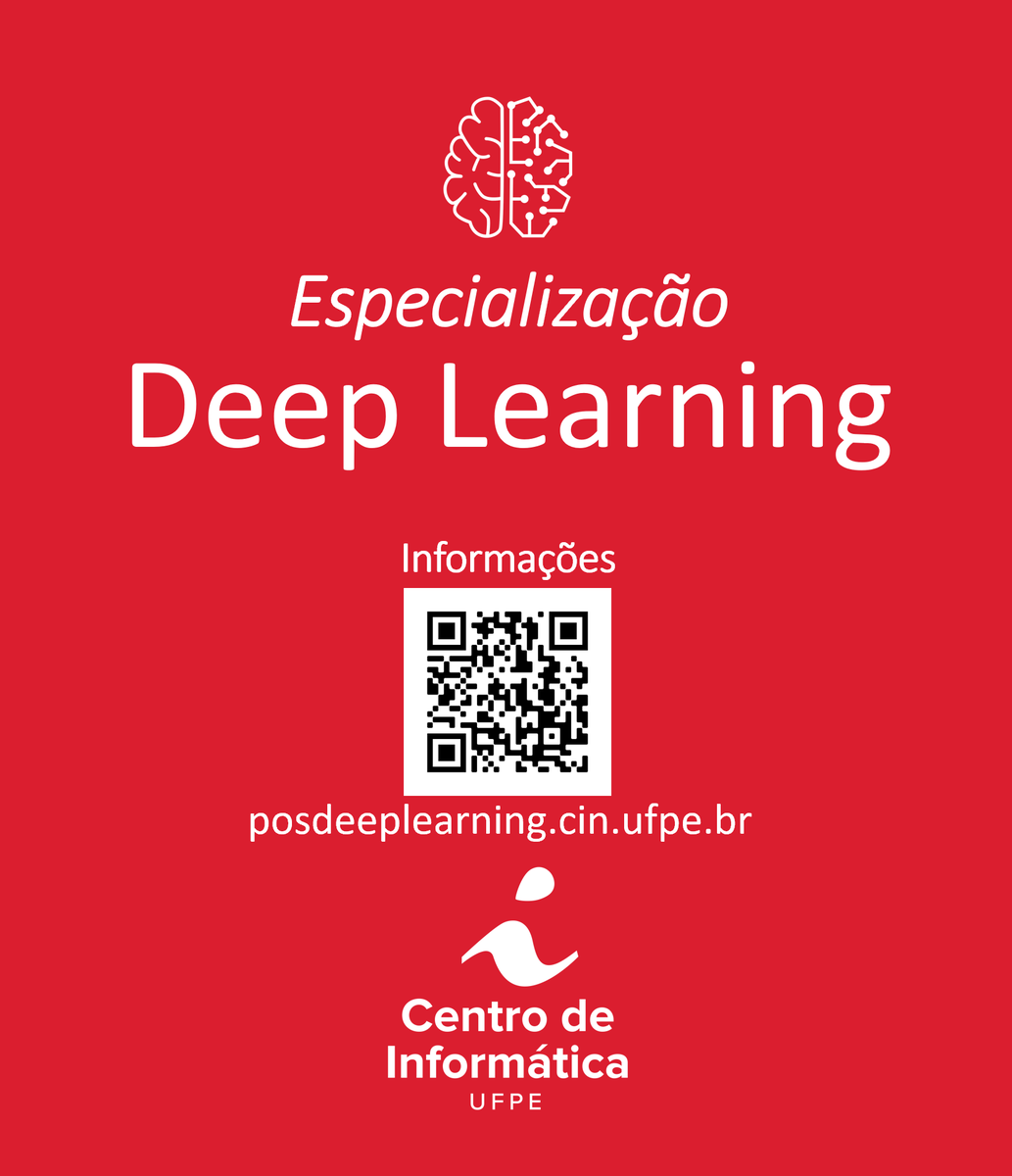 czanchettin's tweet photo. Estão abertas as inscrições para o Curso de Especialização em Deep Learning oferecido pelo grupo de pesquisa @cin_aiufpe do @CInUFPE. Mais informações em https://t.co/2VJBXdyIm4 https://t.co/cifHhiW7ZL