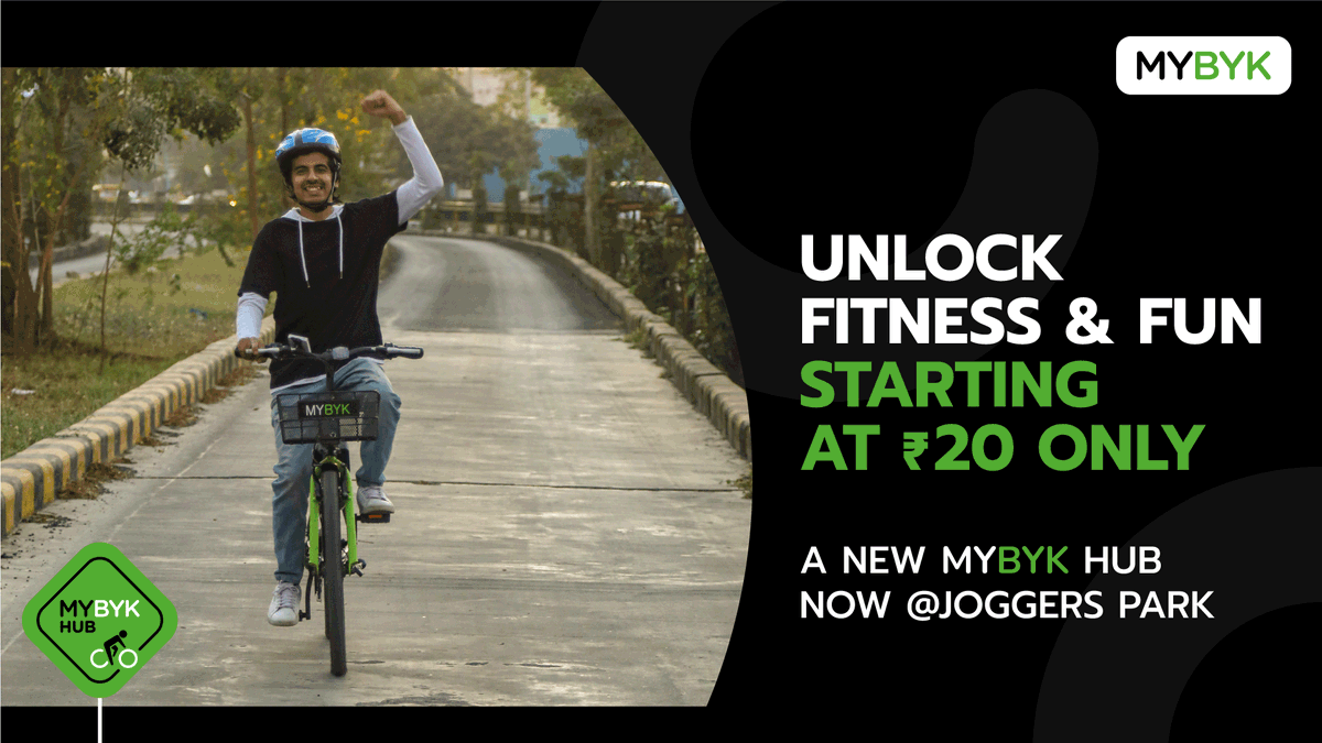 movewithmybyk's tweet photo. Fun unlimited with a dash of fitness just landed at Jogger's Park. Unlock MYBYK now at just ₹20!
.
.
.
#mybyk #unlock #unlockmybyk #worklifebalance #unlockfun #fitnessfunda #fitnessmantra #unlockhappiness #mybykindia #mybykahmedabad #ahmedabad #mumbai #rajkot #udaipur #kochi https://t.co/yvZW9wUnhv