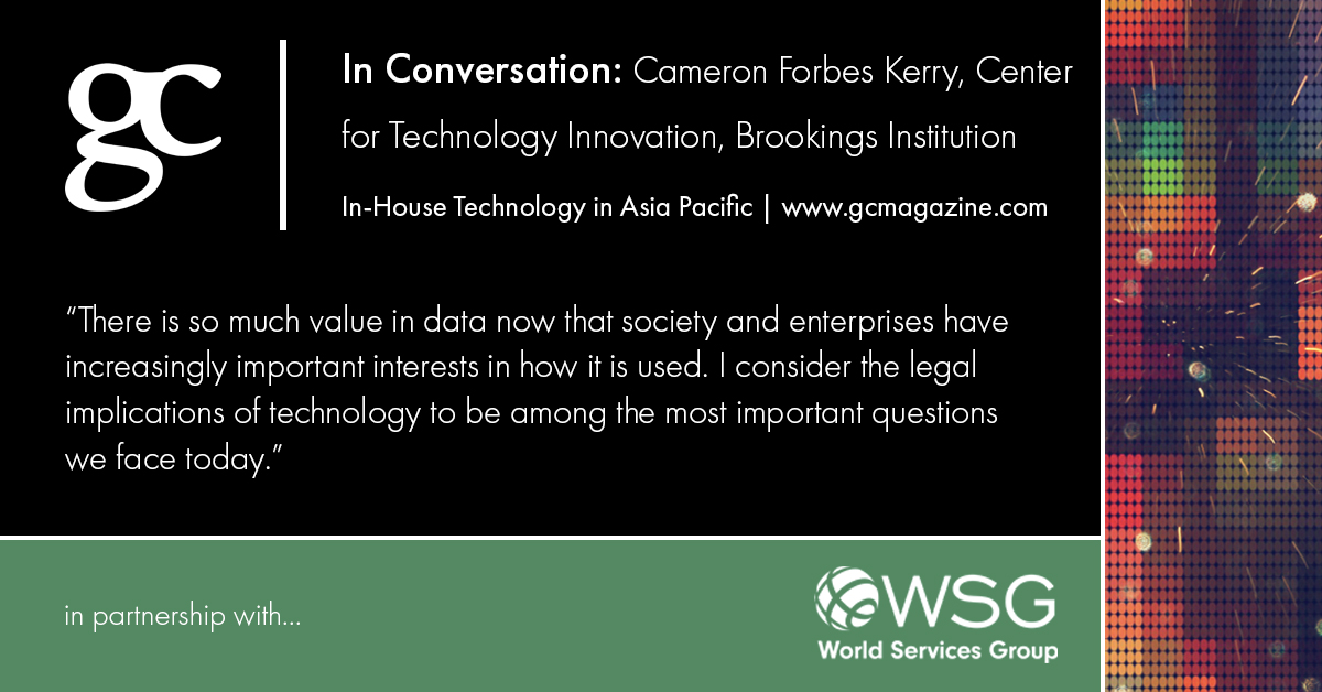 The former general counsel of the US Department of Commerce on the challenges in privacy, artificial intelligence and information technology law. Published in partnership with <a href="/WorldServsGroup/">World Services Group</a>, read our full conversation with Cameron Kerry here: legal500.com/gc-magazine/in…