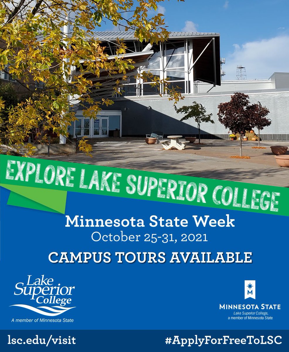 LSC_Duluth's tweet photo. Explore Lake Superior College as part of @MinnStateEdu Week! Schedule a tour of any of our four campus locations at https://t.co/8SMqyS6eVw. Then, #ApplyForFreeToLSC at https://t.co/QZqs3gh6rA. #LakeSuperiorCollege #VisitLSC #Duluth #LSCproud #WelcomeFutureIceHawks https://t.co/5C1Ii9fvi6