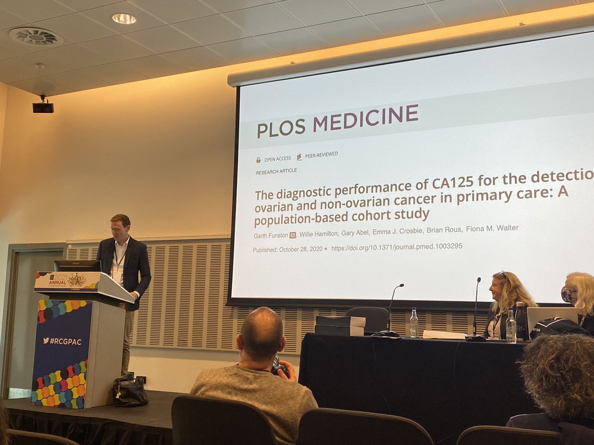 @FunstonGarth presenting on his highly commended paper #RCGPAC ‘diagnostic performance of CA125 for the detection of ovarian and non-ovarian cancer in primary care: A population-based cohort study’ great work Garth! @CanTest_PC @fmw22 @BoomboomchiefsT journals.plos.org/plosmedicine/a…