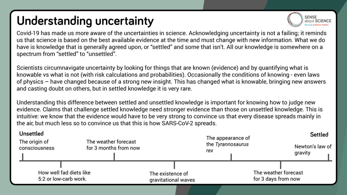senseaboutsci's tweet photo. ‘Alongside pushing evidence into policy, researchers have to help policy makers to talk about different aspects of the uncertainty’ Tracey Brown speaking at @AESISNet #SSHA21 Here’s more info. https://t.co/o0mvBsDglO https://t.co/bJsVdEQ5oi