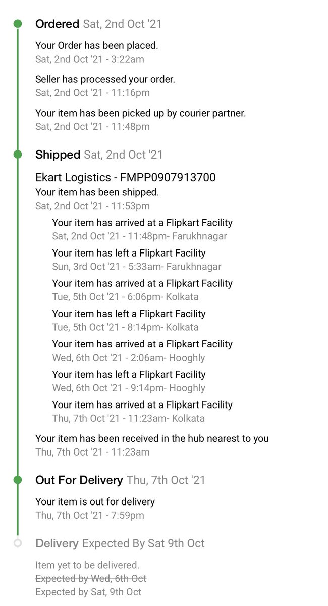 logzhere's tweet image. Hi @Flipkart @flipkartsupport 
I placed an order on 2nd October.  It hasn&apos;t reached me yet. But more than my concern for receiving the product, I am now worried about the delivery boy. He is out for delivering my item since 7th October. Did he get kidnapped?
