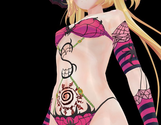 あれ、水着のシェーダーCutoutなの?Outlineじゃなくて?と思ったら成程。突き抜け部分まで布地届いてねぇ! 