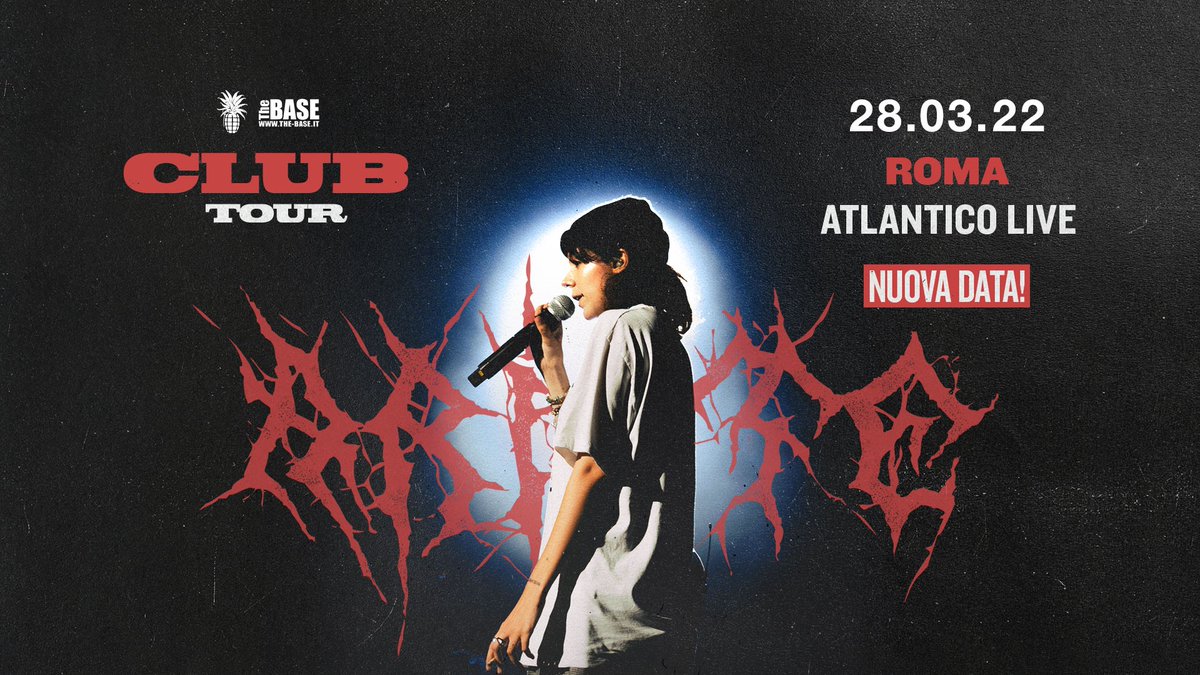 ‘Ariete – Club Tour’: si aggiunge una nuova data a Roma dopo il sold out in 24 ore del concerto @ Atlantico Live NUOVA DATA 28 MARZO 2022 | @iosonoariete @ ROMA – ATLANTICO LIVE! Biglietti disponibili su @TicketOneIT dalle h 14 di domani, venerdì 15 ottobre