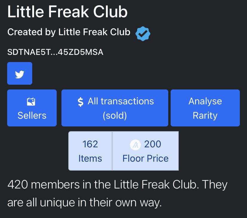 LittleFreakClub's tweet image. Cheapest Little Freak on secondary is now 200 🤯 that&apos;s currently x5 the mint price! Wow 🤯