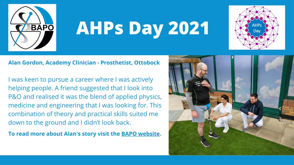 Alan Gordon is a prosthetist in the @ottobockuk team. Reflecting on his career choice he said: “A friend suggested that I look into P&O and realised it was the blend of applied physics, medicine & engineering I was looking for.” @SuzanneRastrick #AHPsDay bapo.com/wp-content/upl…
