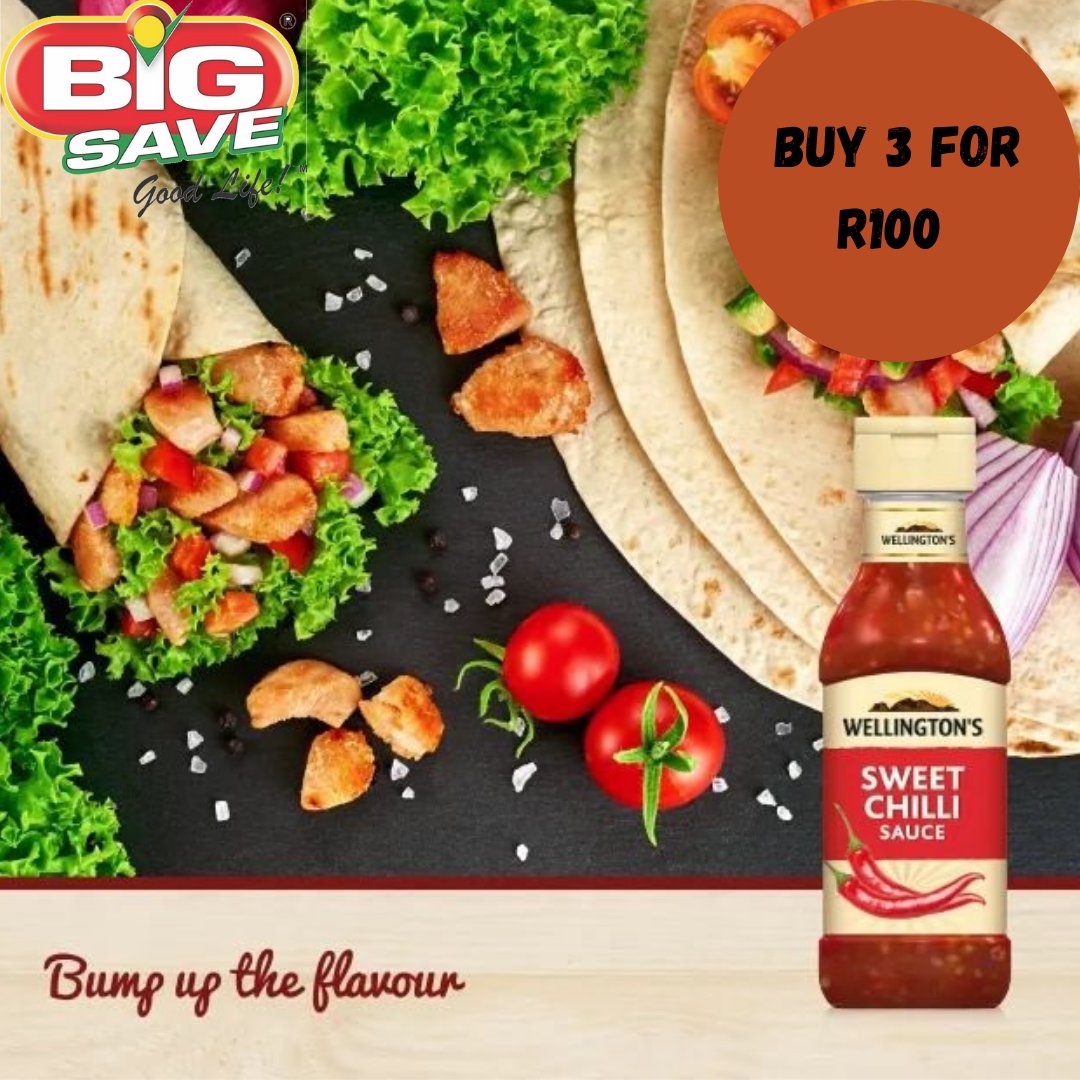 Add sweetness to your meals 😋

Purchase 3 x 700ml Wellingtons sweet chilli sauce for R100.00

Available on our Buy More Save More promo valid until 30 October 2021.

* Excluding Big Save Tshwane Market and Big Save Evaton*

#Wellingtontomatosauce #tomatosauce #sauce