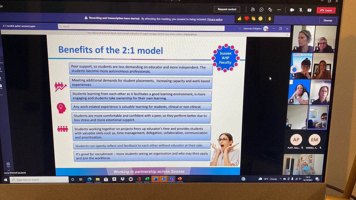 Fantastic to hear @AndrejStudent and <a href="/LMitchPhysio/">Laura Mitchell</a> presenting their exciting new toolkit focussing on 2:1 model of practice learning from their leadership placement with <a href="/JoFindlay6/">Jo Findlay</a> <a href="/HaylFair/">Hayley Fairclough</a> @AHPSussex <a href="/thecsp/">Chartered Society of Physiotherapy (CSP)</a> <a href="/NHSHEE_SEast/">NHSE Workforce, Training and Education – SE</a> fantastic to hear this on #AHPsDay