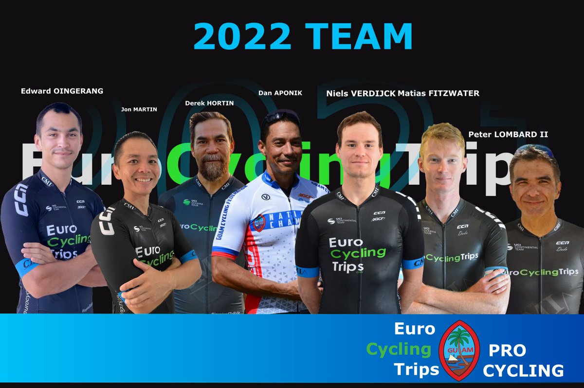ECTproCYCLING's tweet image. We are happy to announce our first / returning signings for 2022: with Ed OINGERANG, Dan APONIK, Peter LOMBARD, Derek HORTON, Jon MARTIN, Matias FITZWATER &amp;amp; Niels VERDIJCK #guamcycling #inspirpedToRide @OceaniaCycling @FirstCycling @ProCyclingStats