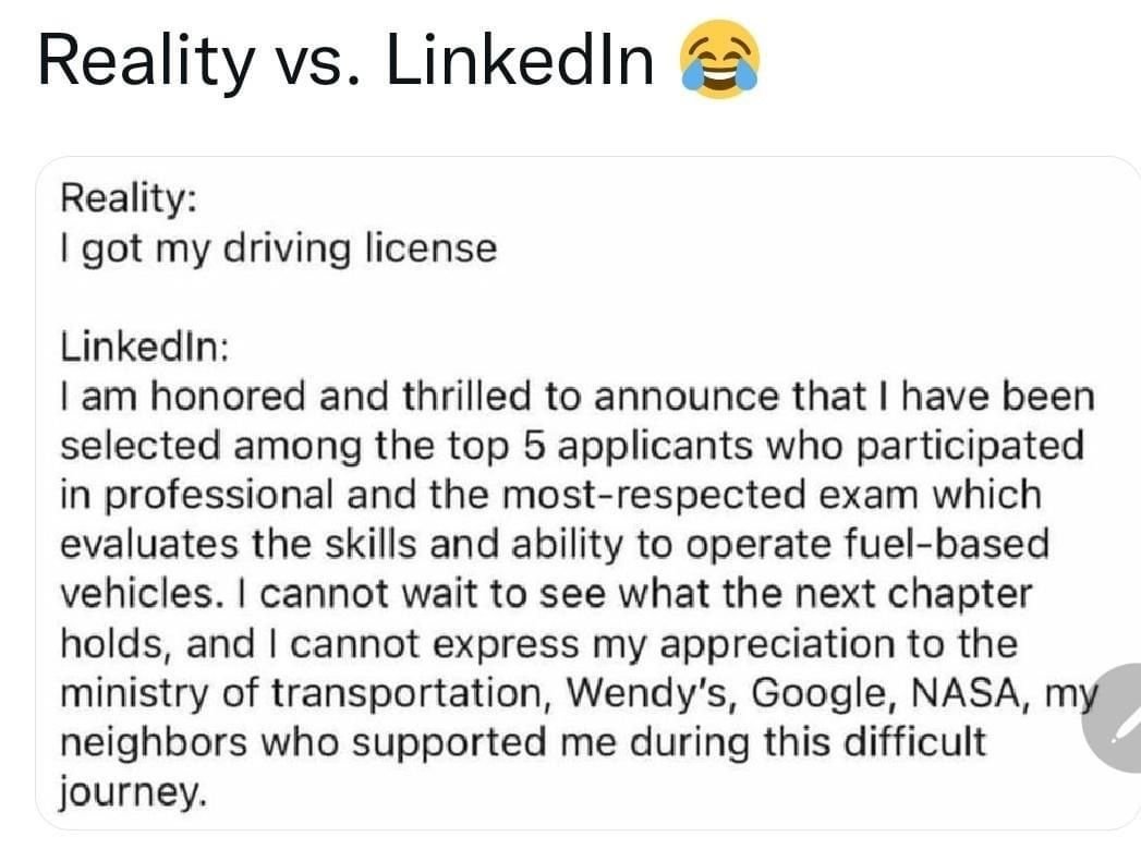 #reality vs #LinkedIn