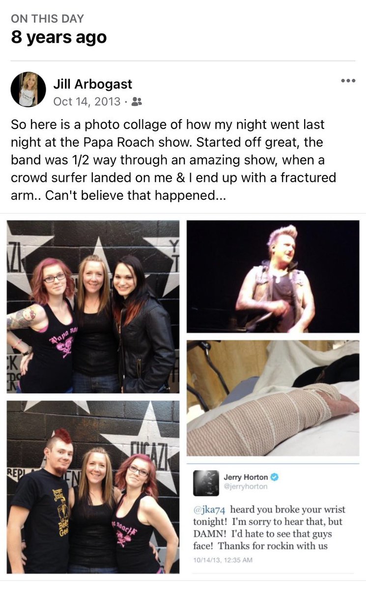 jka74's tweet photo. Oh the memories I’ve had with you @paparoach @jerryhorton @JacobyShaddix I wouldn’t change any of it! ❤️ https://t.co/usVDun2TUi