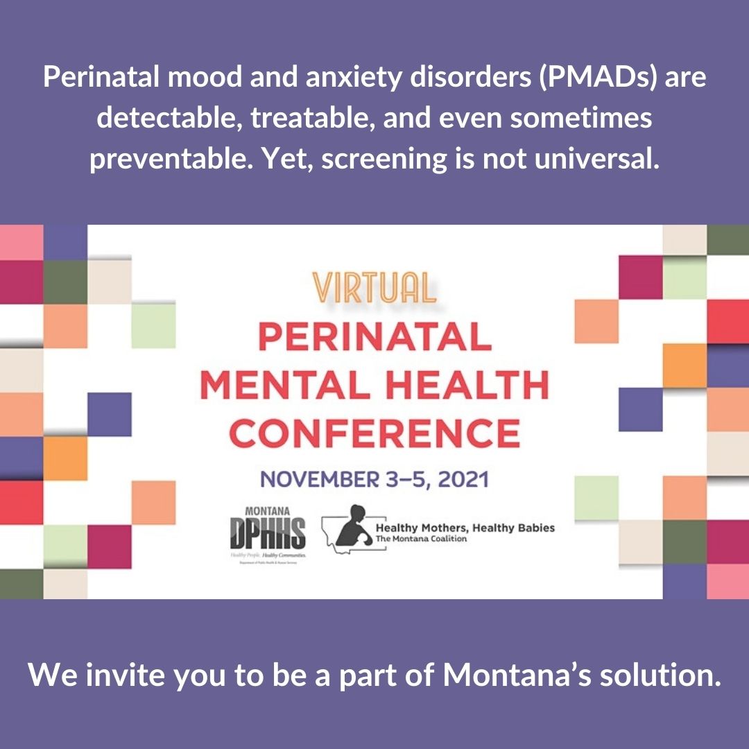 MMHLA2's tweet photo. Registration is open for @hmhbmt's 4th annual conference, as we gather with professionals who work with new and expecting parents, across Montana and beyond. @amy_lynn406 of our Board of Advisors will present! https://t.co/E0BdwcNuqG
#perinatalmentalhealth #PMAD #maternaljustice https://t.co/yZInq9vUG6
