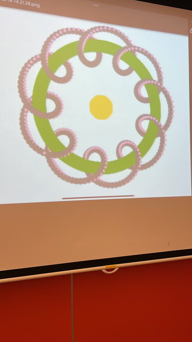 En rosa måne i bane rundt månen, eller en uendelig tentakkel? 

Det elevene liker best med koding er når man får leke seg etter at vi har laget noe sammen, og noe uventet oppstår!

#koding
#p5js
#elevarbeid