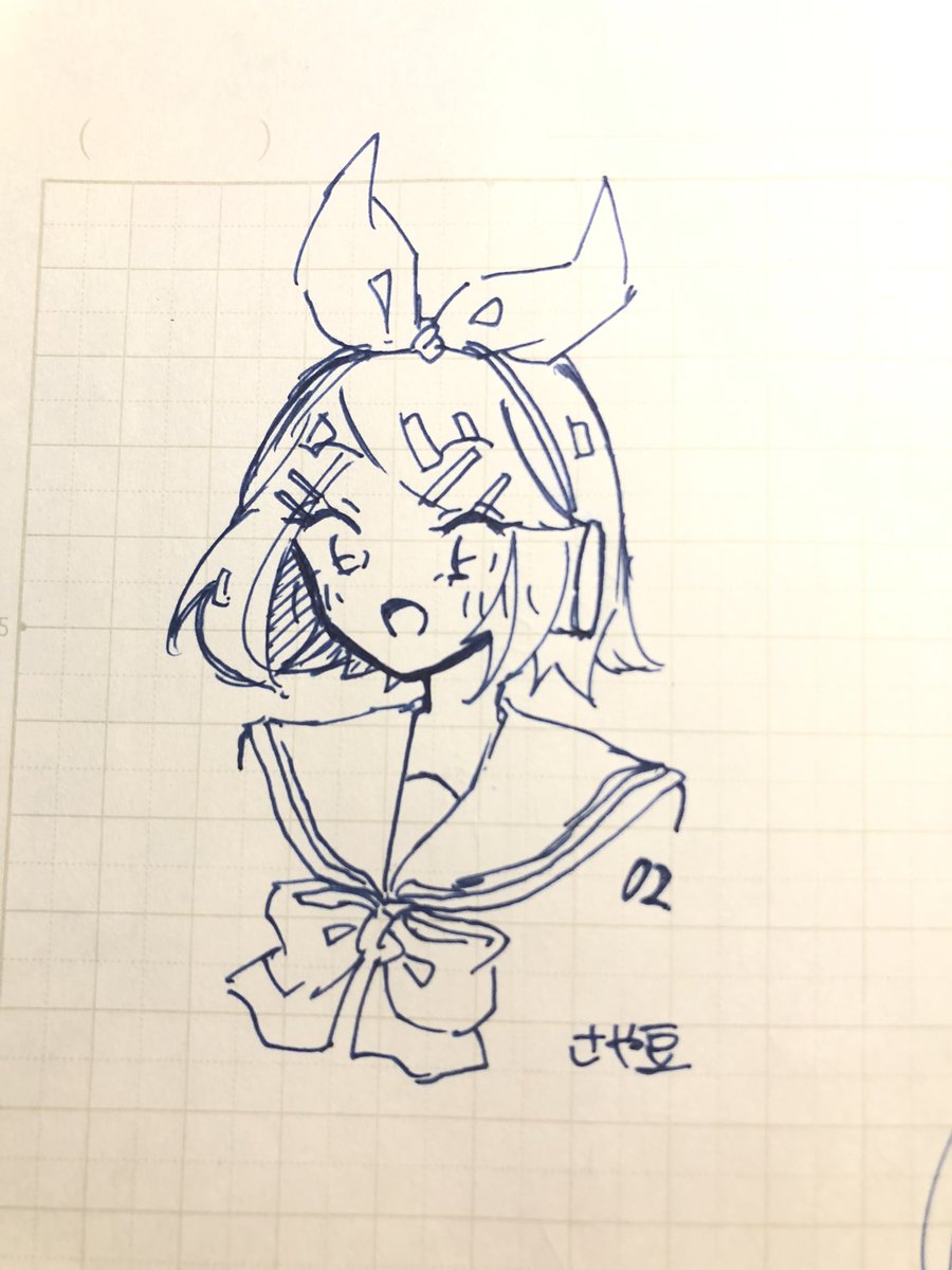 さや豆としぃー イラスト 一発描きリンちゃん イラスト Vocaloid お絵かき 絵師さんと繋がりたい リンちゃん イラスト好きさんと繋がりたい 一発描き イラスト描いてます 可愛い