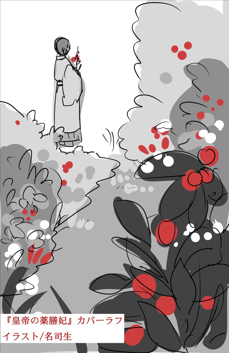 角川文庫 キャラクター文芸編集部 皇帝の薬膳妃 カバーラフ まずは採用されたラフがこちら 主人公 董胡 とうこ の 妃と医官の 一人二役 この重要な設定が イラストに落とし込まれています 同じ人物に見えるよう 完成イラストは顔の