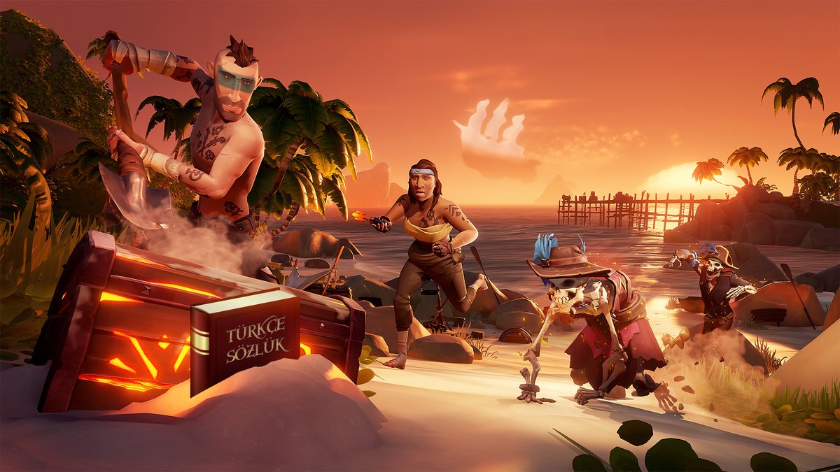 TurkiyeXBOX's tweet photo. Bu hazineyi tayfadaki herkesle paylaşmalıyız. 🏴‍☠️  
@SeaOfThieves'i artık Türkçe oynayabilirsin! https://t.co/TPbZWy1oww